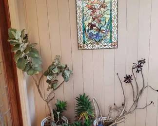 JB201Stained Glass Hanging And Plants