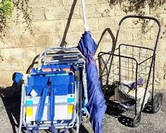 JB300Beach Chairs, Storage Basket With Wheels, Hats Umbrella