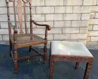 JB279Damaged Chair And Ottoman