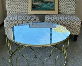 JB154Mirrored Top Coffee Table, Chairs  Print