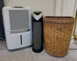 JB191Fridge Air Portable Air Condition Unit, Germ Guardian Tower Air Purifier, And Wooden Wooven Basket