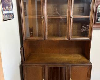 Mid-Century Modern walnut buffet and china cabinet