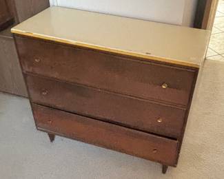 RWay mid-century modern dresser with brass knobs