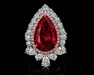 Lot 8276 Unheated Ruby Diamond Ring