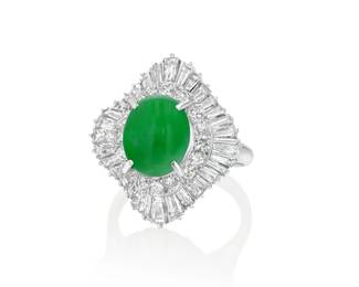 Lot 8221 Jadeite Jade Diamond Ring GIA Certified