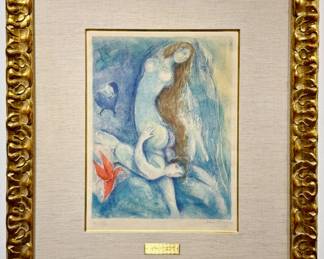 Lot 345 Original Marc Chagall Four tales from the Arabian Nights Plate 3, Color Lithograph