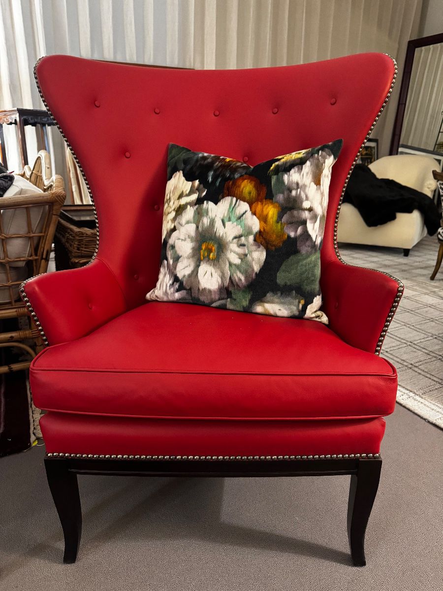 Mittman Leather Wing Chair New