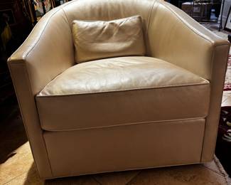 Baker Leather Swivel Chair