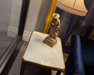 Onyx and wood side table