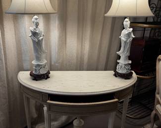 Theodore Alexander Demilune Table with drawer new