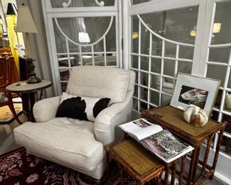 F. Schumacher Linen Lounge Chair New