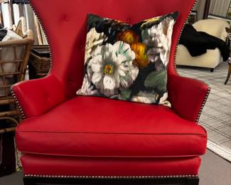 Mittman Leather Wing Chair New