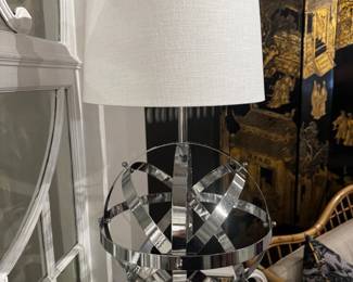 Pair Orb Chrome Lamps