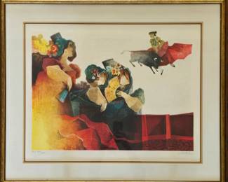 Artist Sunol Alvar (Spain, born 1935) embossed serigraph from the Carmen Suite