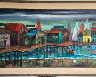 Mid Century original oil painting. Signed