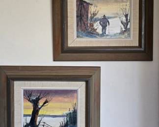 Mid Century Harry Bonde Petersen (1918-1999) oil paintings. Known Danish artist