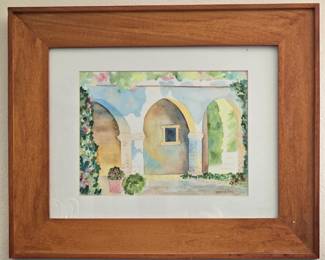 K. B. Skelton watercolor mission cloisters painting