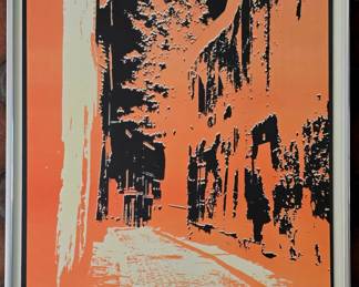 Untitled screen print city street scene