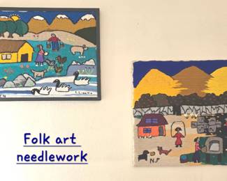 Folk art needlework wall art
