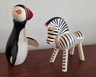 Vintage (not repro) Kay Bojesen puffin and zebra