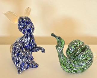 Royal Gallery Italian glass bunny & snail