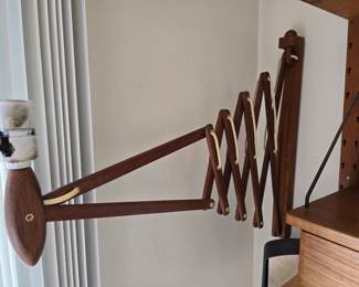 Vintage teak expanding wall lamp