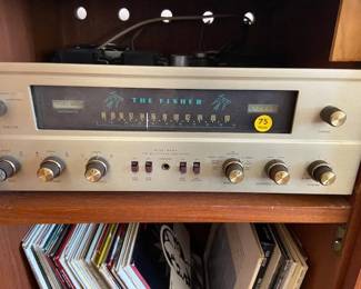 1959-1960 custom stereo cabinet with The Fisher model 500-C in working condition; Pioneer direct drive turntable; Bozak speakers 