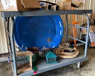 Utility Cart with Assorted Items