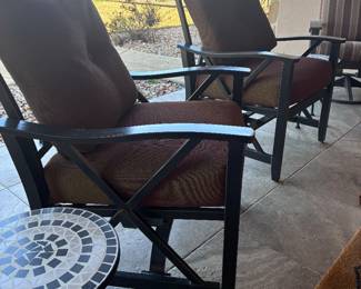 Patio chairs an mosaic table