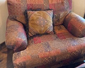 Patchwork-pattered upholstered side chair