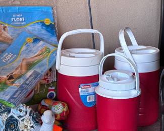 Drink thermoses and pool toys