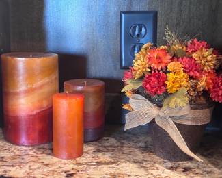 Candles and fall floral arrangement