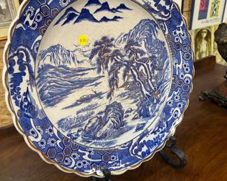 Blue and white antique Imari charger