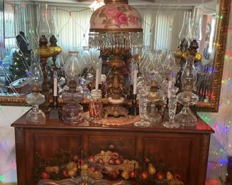 Lots of beautiful oil lamps. Always good when the power goes out !