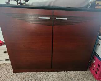 Wood cabinet with black granite top. Qty 2