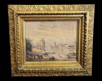 15 x13.5  Vintage Print In Ornate Gold Toned Frame