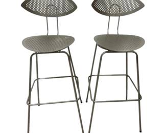 Two Metal Swivel Barstools