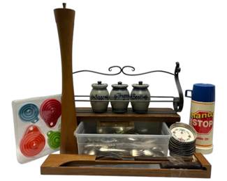 Salt Glazed Spice Jars w Rack, Flatware  More