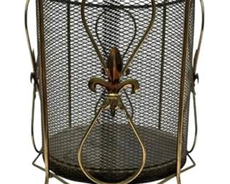 Hollywood Regency Style Brass Mesh Wastebasket