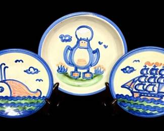 M.A. Hadley Stoneware Bowl And Plates