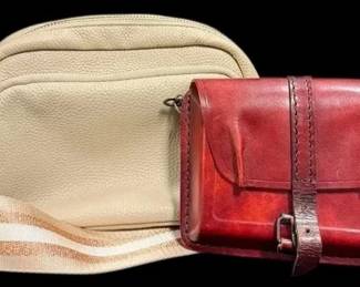 Pom Pom London Cream Crossbody and Red Leather Crossbody