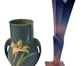 Roseville Zephyr Lily Vase  Blue And Pink Budvase