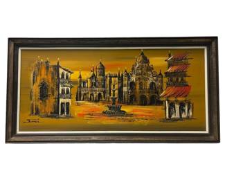 44 x22.5  MCM Cityscape Painting By Sambr