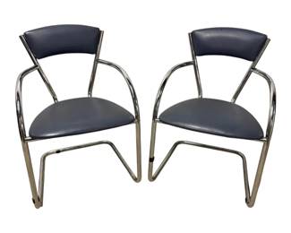 Pair of Vinyl  Chrome MCM Style Chairs