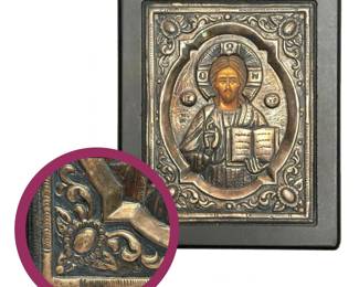 950 Silver Byzantine Reproduction Christ Pantocrator Icon
