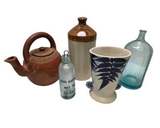 Pottery  Glass Bottles, Vase,  Teapot