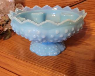 Blue Fenton candle holder