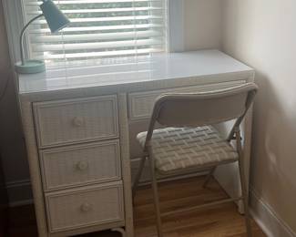 Wicker desk, card tables and chairs