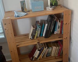 Slat wooden bookcase