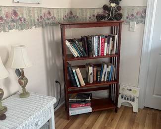 wicker and bookcase
